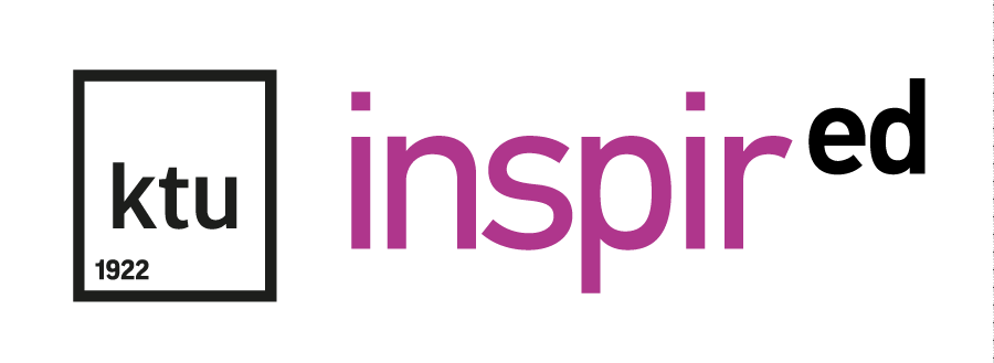 inspired programos violetinis ir juodas logotipas. KTU juodas logotipas.