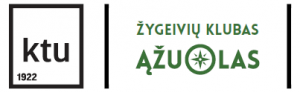Juodas KTU ir žalias žygeivių Klubas Ąžuolas logotipai