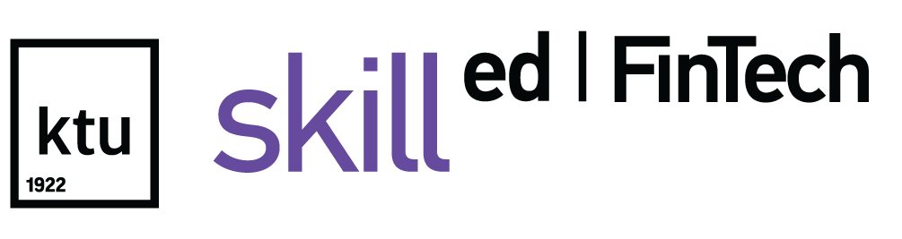 skilled fintech programos violetinis ir juodas logotipas. KTU juodas logotipas.