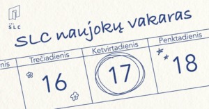 Kreminės spalvos kalendorius su mėlynu raštu, apvestas skaičius 17